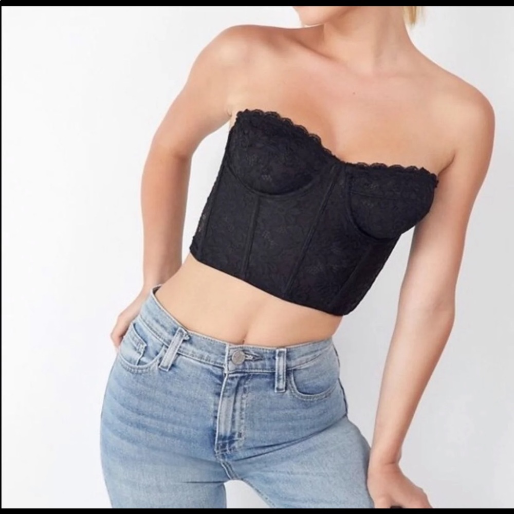 Urban Outfitters Black Lace Bustier top Crop Top